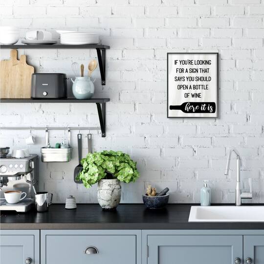 Stupell Industries Open A Bottle of Wine Wall Art in Frame